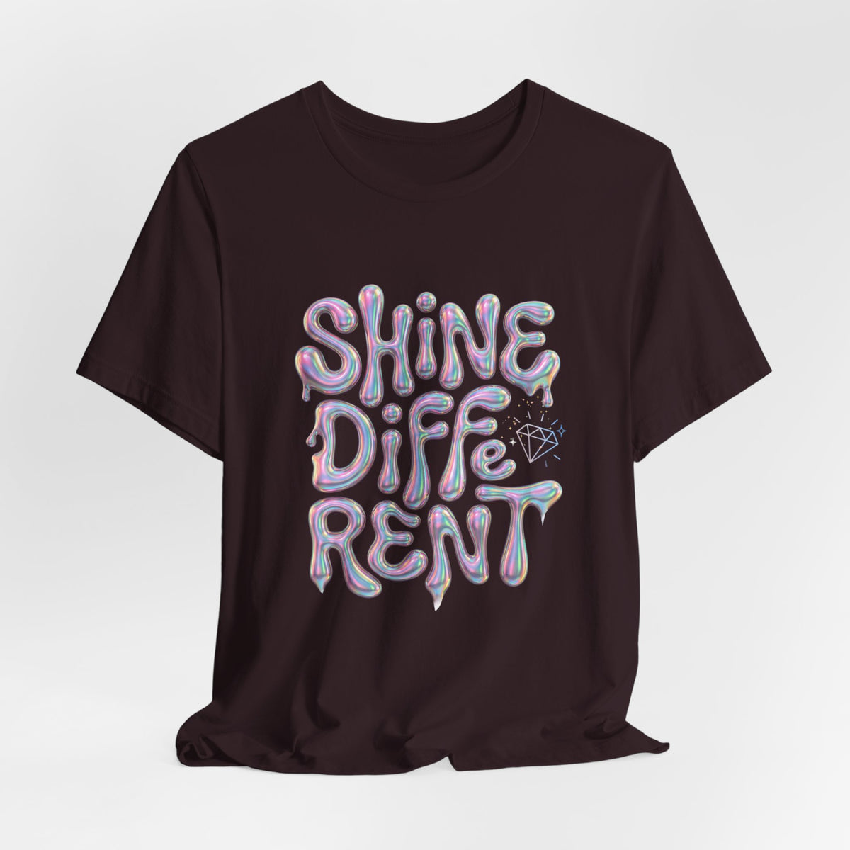 Shine Different Graphic Tee — Iridescent Positive Message T-Shirt