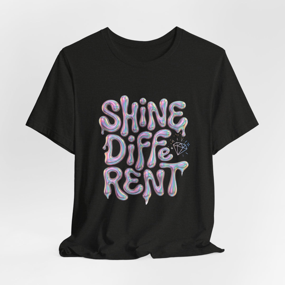 Shine Different Graphic Tee — Iridescent Positive Message T-Shirt