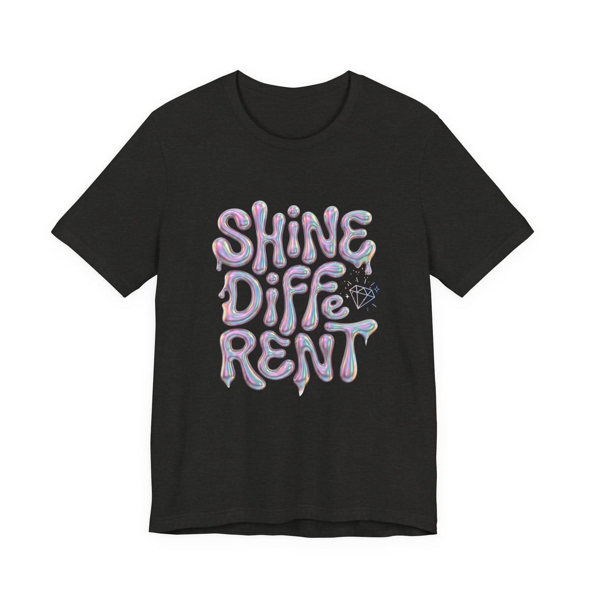 Shine Different Graphic Tee — Iridescent Positive Message T-Shirt