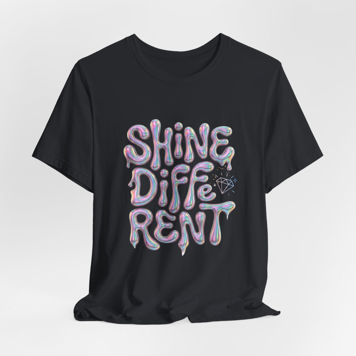 Shine Different Graphic Tee — Iridescent Positive Message T-Shirt
