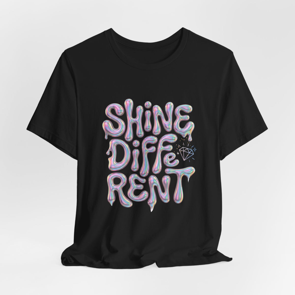 Shine Different Graphic Tee — Iridescent Positive Message T-Shirt