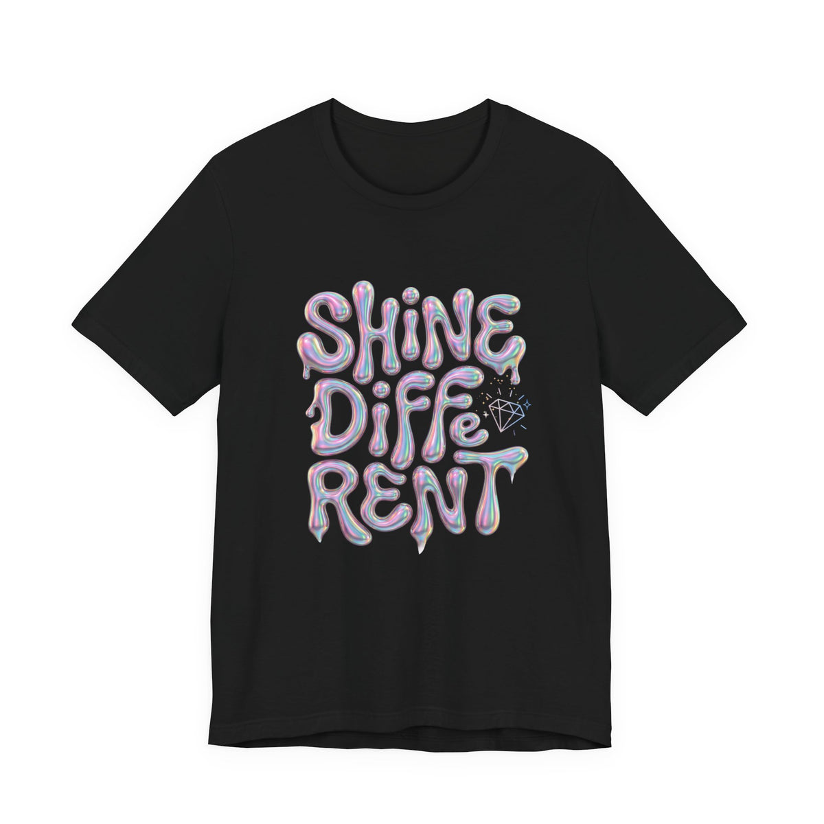 Shine Different Graphic Tee — Iridescent Positive Message T-Shirt