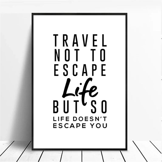 Motivational Words Quote Poster Black and White Minimalist Wall Art Home Decor
